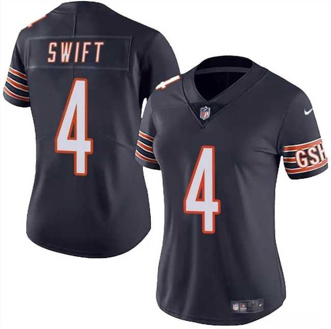 Women%27s Chicago Bears #4 D%27Andre Swift Navy 2024 Vapor Stitched Jersey Dzhi